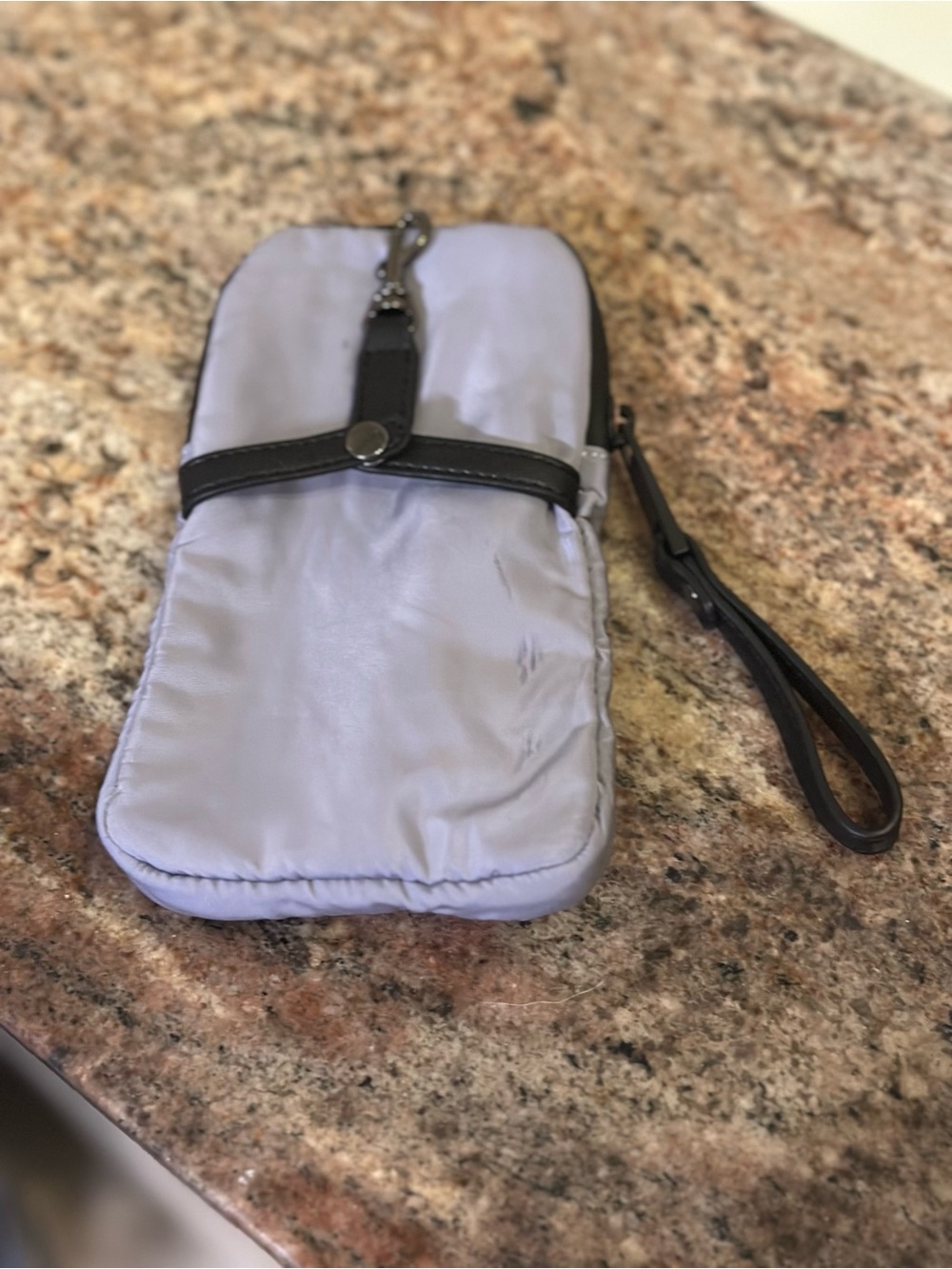 Light Lavender Nylon Wristlet with Black Strap